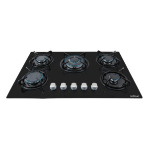 MiChef Parrilla a Gas SPUNTINO 77cm | Cristal Templado Negro | 5 Quemadores